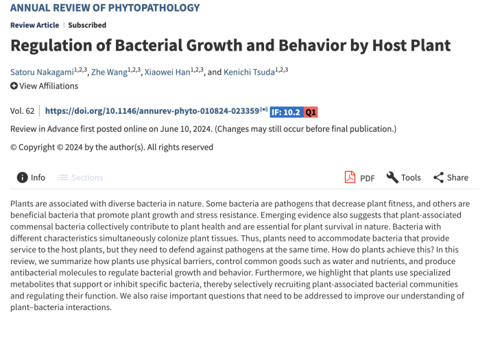 A new review was published on Annual Review of Phytopathology!! (24-06-11)